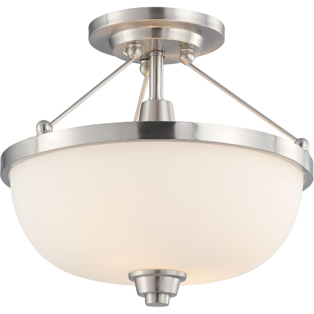 nuvo lighting Helium 2 Light 13.75 inch Brushed Nickel Semi Flush Mount Ceiling Light