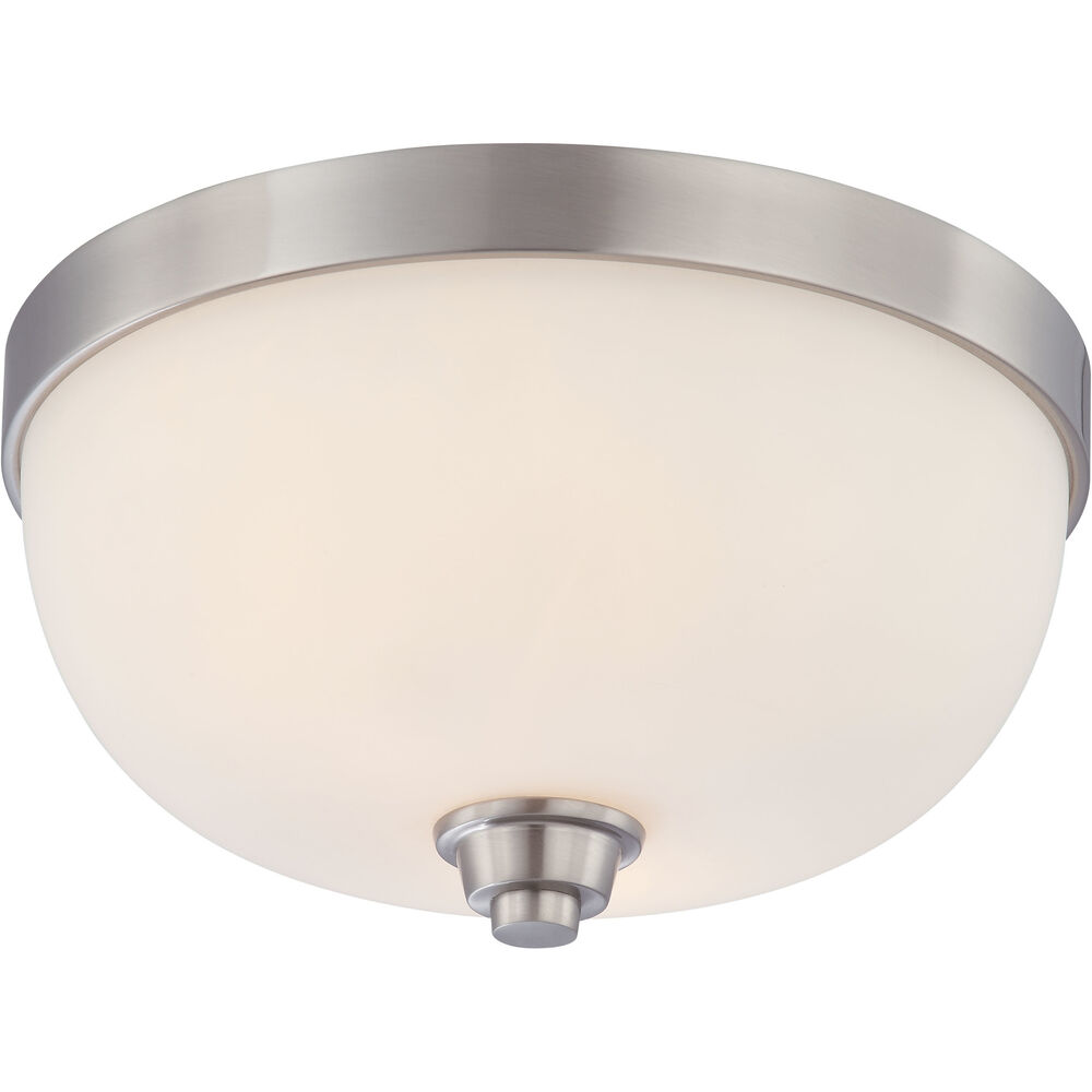 Nuvo Lighting Helium 2 Light 13 Inch Brushed Nickel Flush Mount Ceiling Light