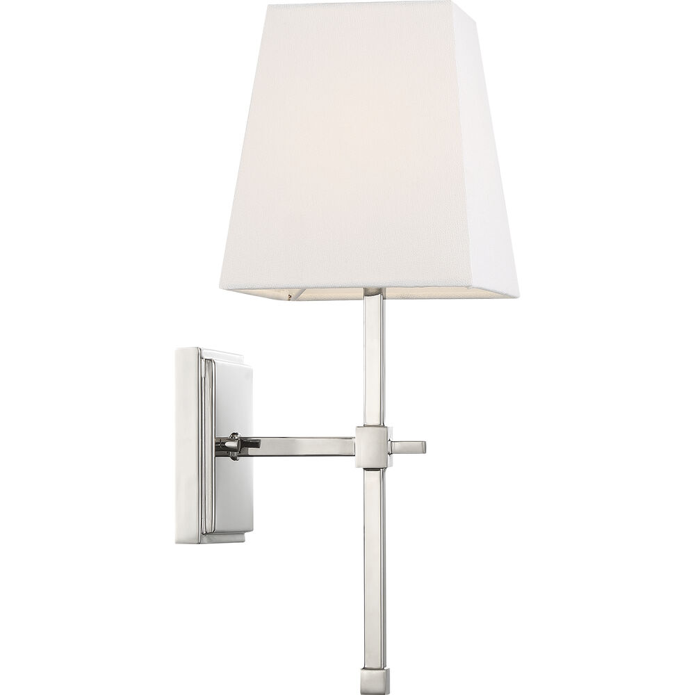 Nuvo Lighting Highline 1 Light 6 Inch Polished Nickel And White Fabric Vanity Light Wall Light