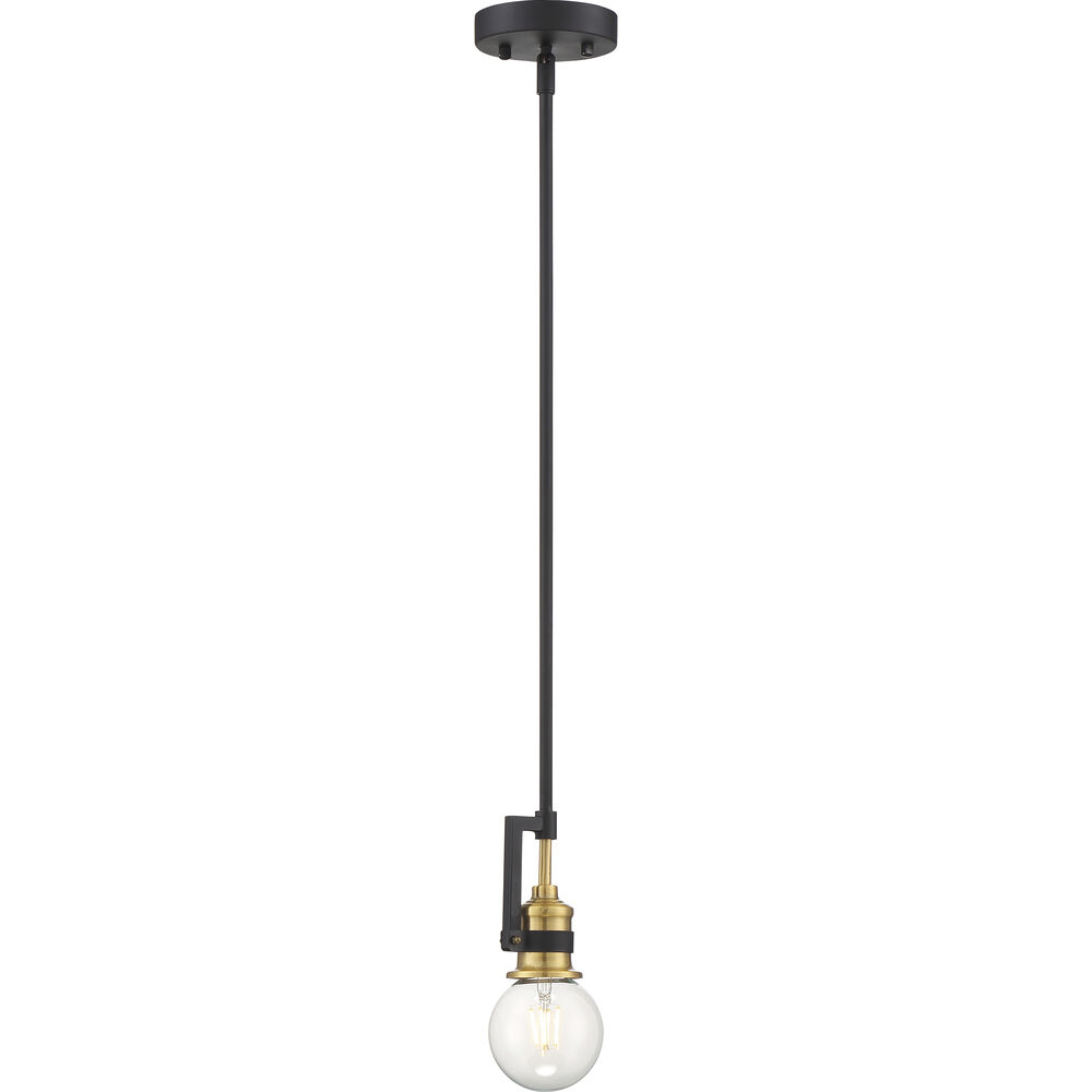 Nuvo Lighting Intention 1 Light 3 Inch Warm Brass And Black Mini Pendant Ceiling Light