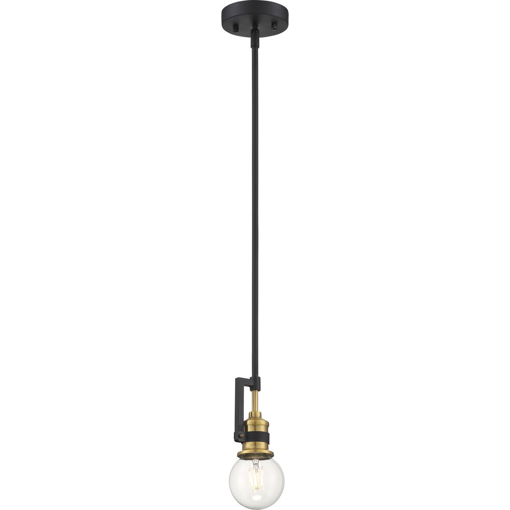 Nuvo Lighting Intention 1 Light 3 Inch Warm Brass And Black Mini Pendant Ceiling Light