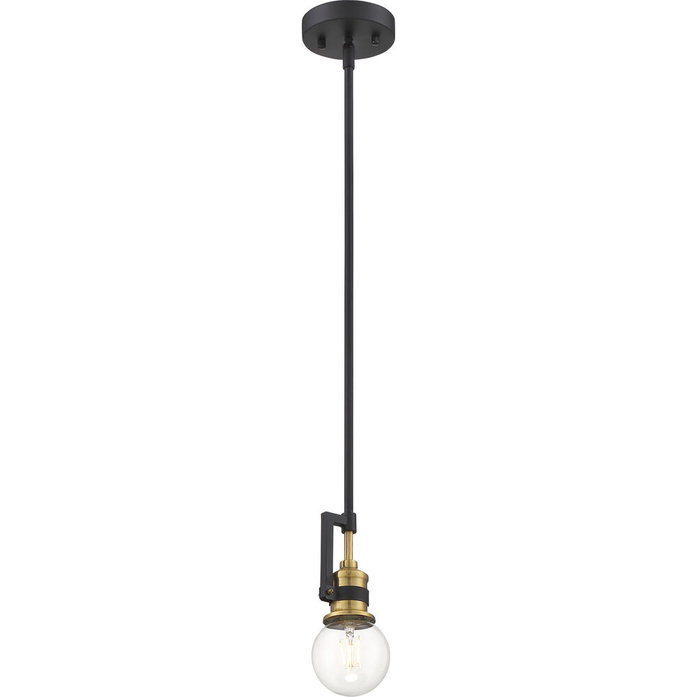 Nuvo Lighting Intention 1 Light 3 Inch Warm Brass And Black Mini Pendant Ceiling Light