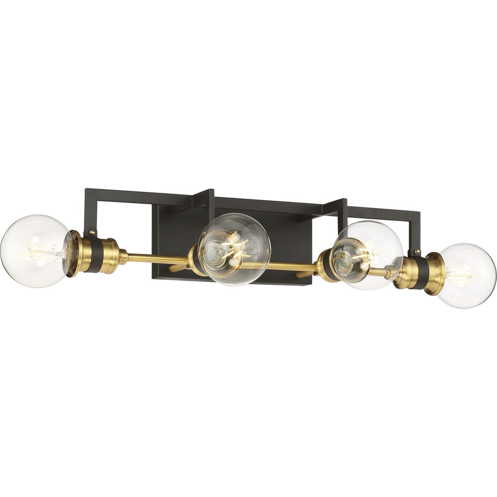 Nuvo Lighting Intention 4 Light 22 Inch Warm Brass And Black Vanity Light Wall Light