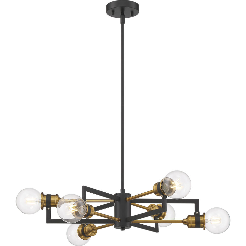 Nuvo Lighting Intention 6 Light 24 Inch Warm Brass And Black Chandelier Ceiling Light