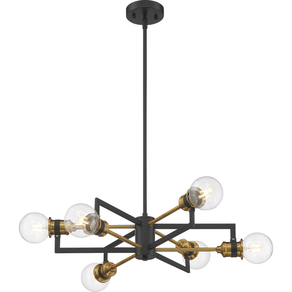 Nuvo Lighting Intention 6 Light 24 Inch Warm Brass And Black Chandelier Ceiling Light