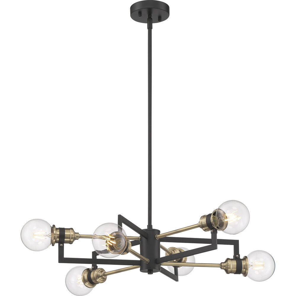 Nuvo Lighting Intention 6 Light 24 Inch Warm Brass And Black Chandelier Ceiling Light