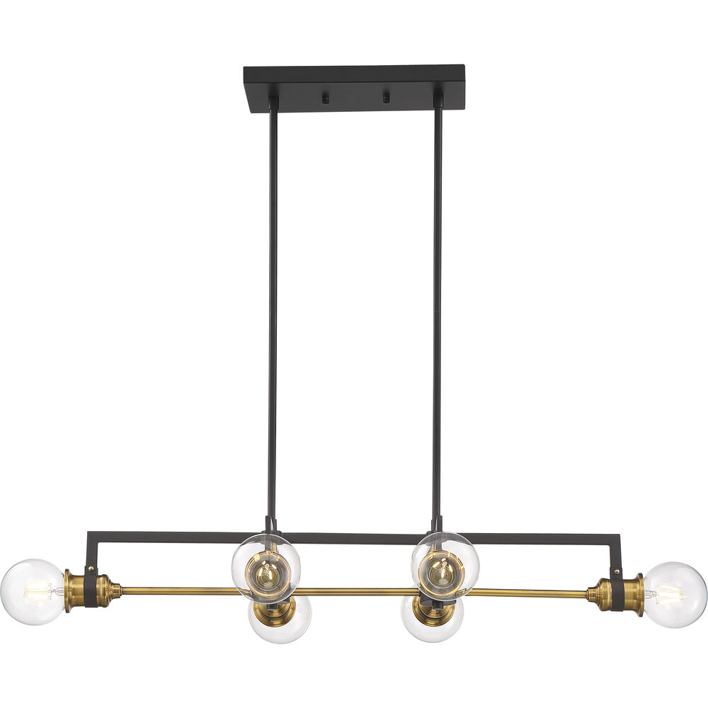 Nuvo Lighting Intention 6 Light 33 Inch Warm Brass And Black Island Pendant Ceiling Light