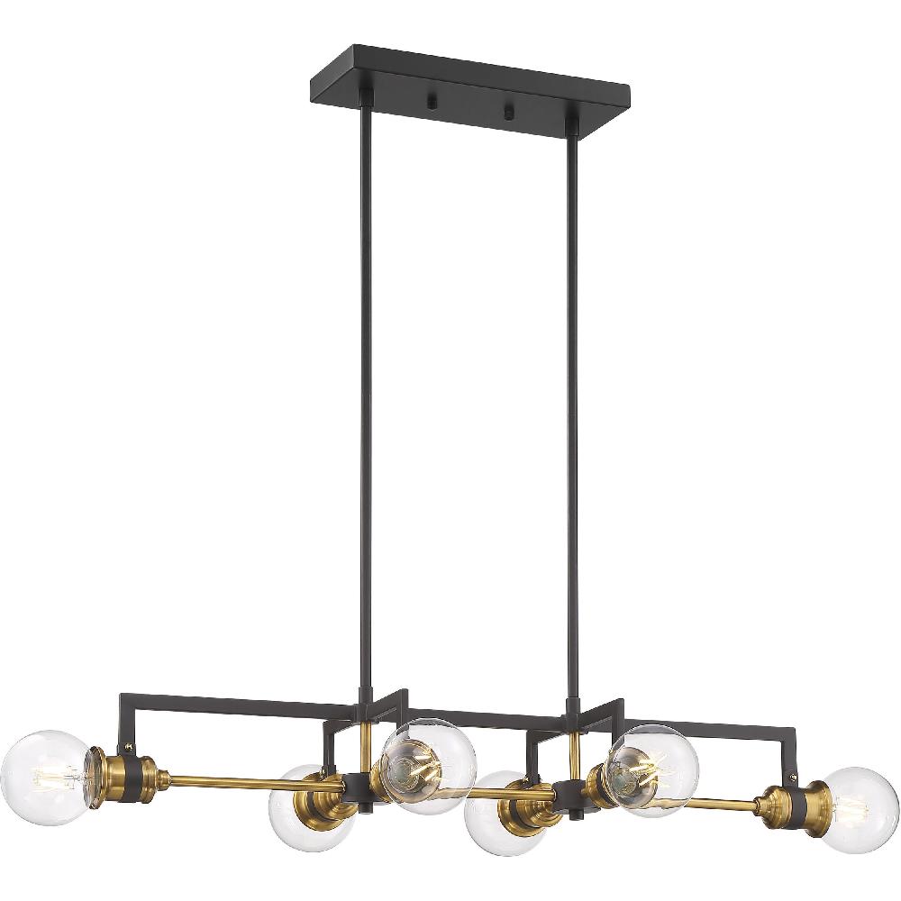 nuvo lighting Intention 6 Light 33 inch Warm Brass and Black Island Pendant Ceiling Light