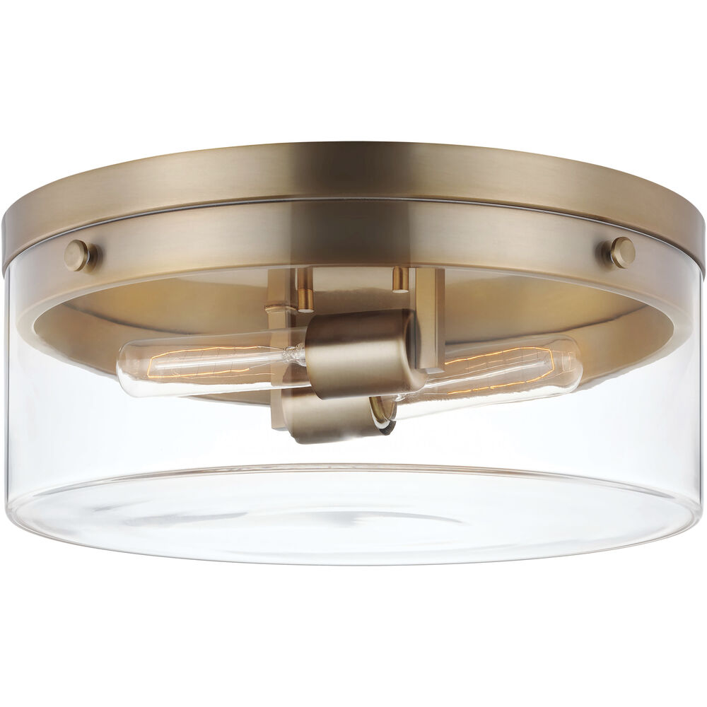 Nuvo Lighting Intersection 2 Light 11 Inch Burnished Brass Flush Ceiling Light