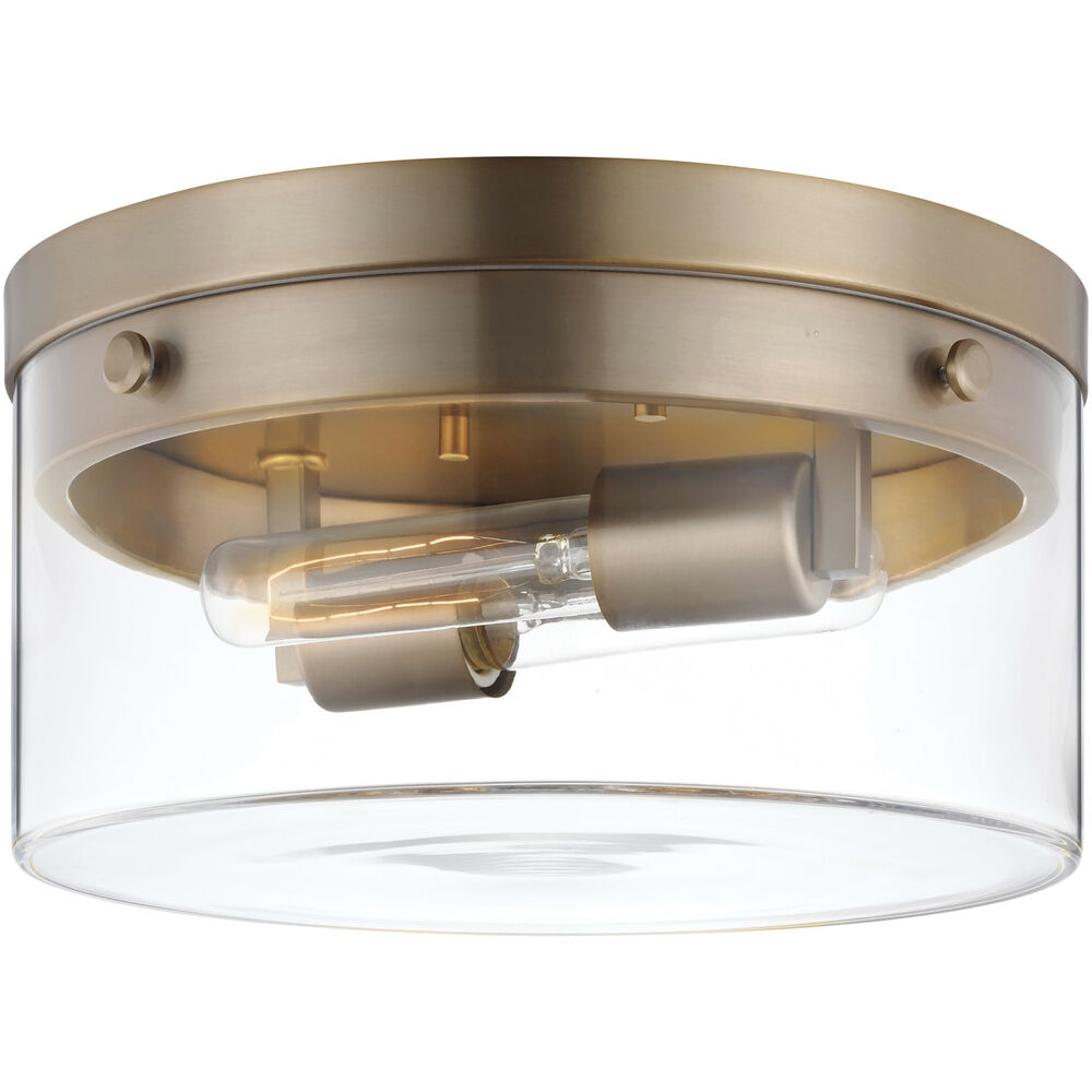 Nuvo Lighting Intersection 2 Light 14 Inch Burnished Brass Flush Ceiling Light