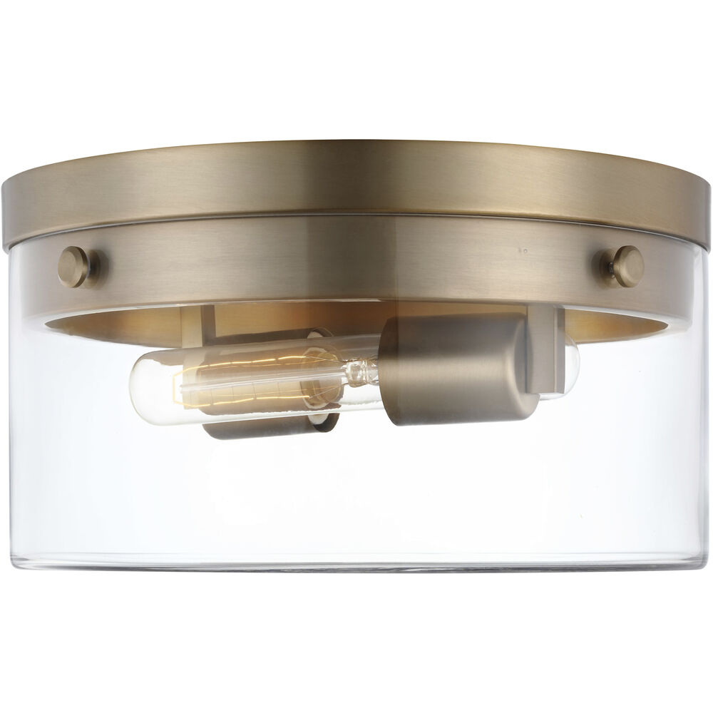 Nuvo Lighting Intersection 2 Light 14 Inch Burnished Brass Flush Ceiling Light