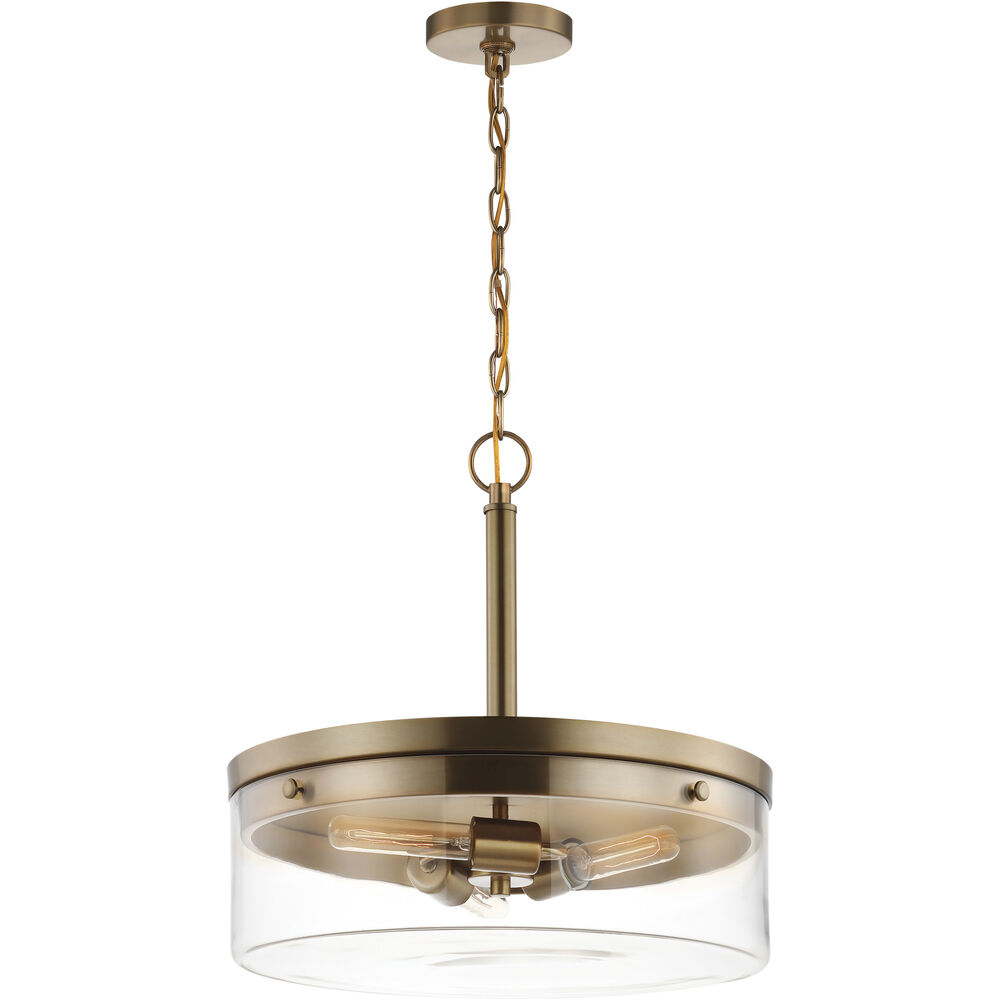 Nuvo Lighting Intersection 3 Light 17 Inch Burnished Brass Pendant Ceiling Light