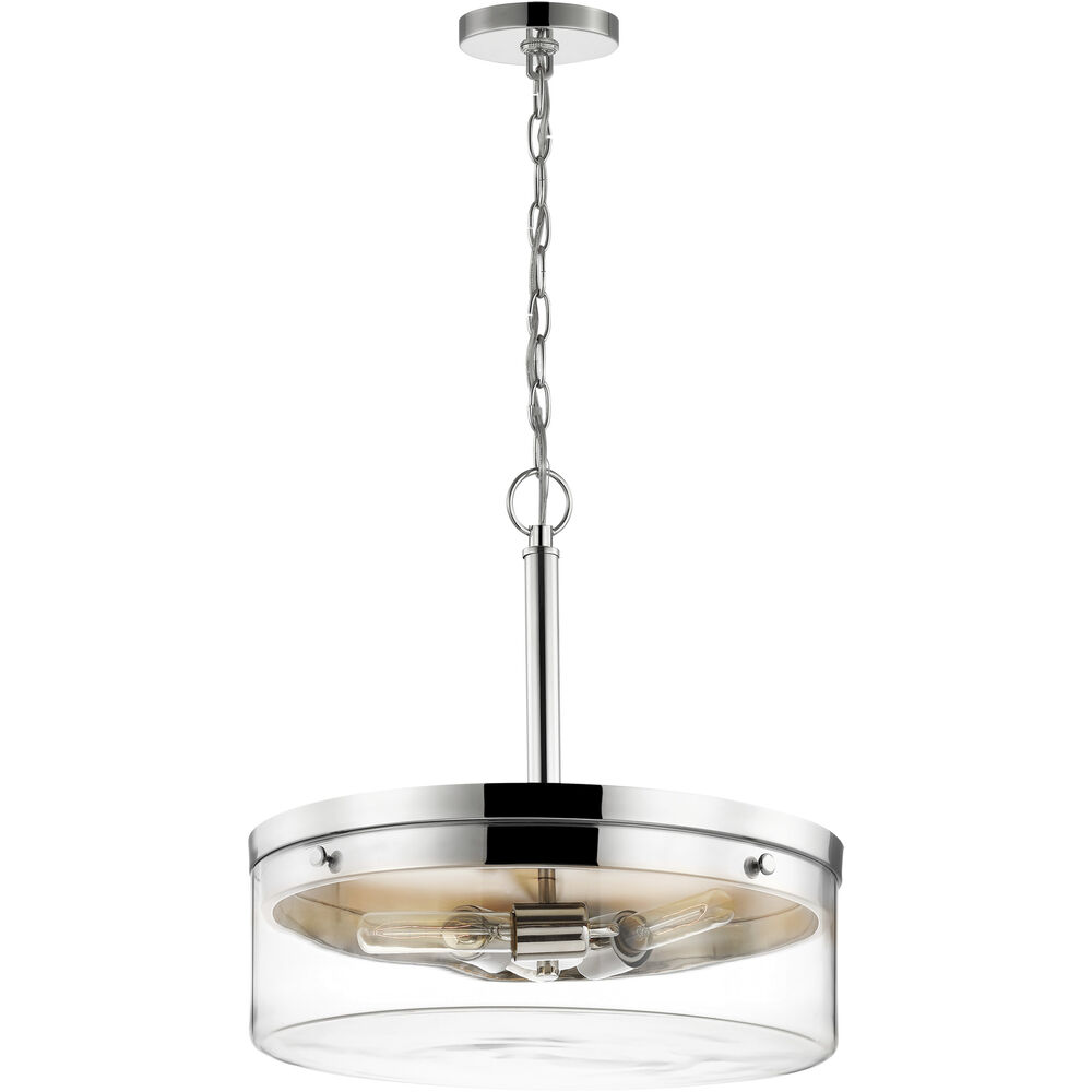 Nuvo Lighting Intersection 3 Light 17 Inch Polished Nickel Pendant Ceiling Light