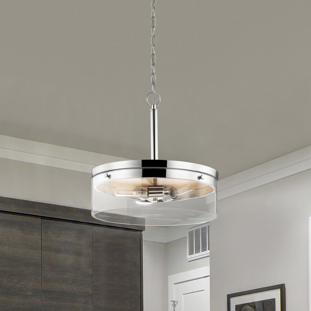 Nuvo Lighting Intersection 3 Light 17 Inch Polished Nickel Pendant Ceiling Light