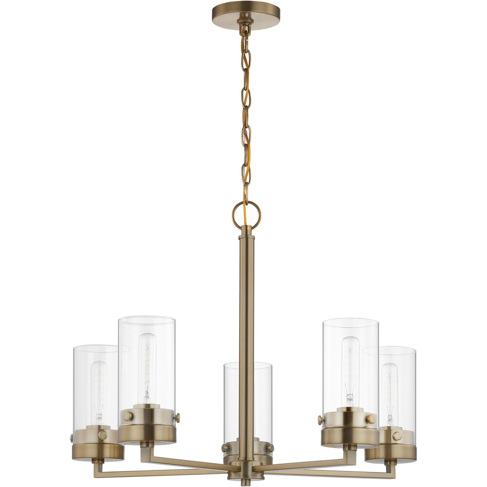 Nuvo Lighting Intersection 5 Light 24 Inch Burnished Brass Chandelier Ceiling Light