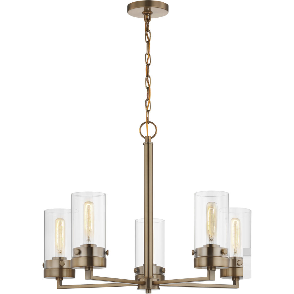 Nuvo Lighting Intersection 5 Light 24 Inch Burnished Brass Chandelier Ceiling Light