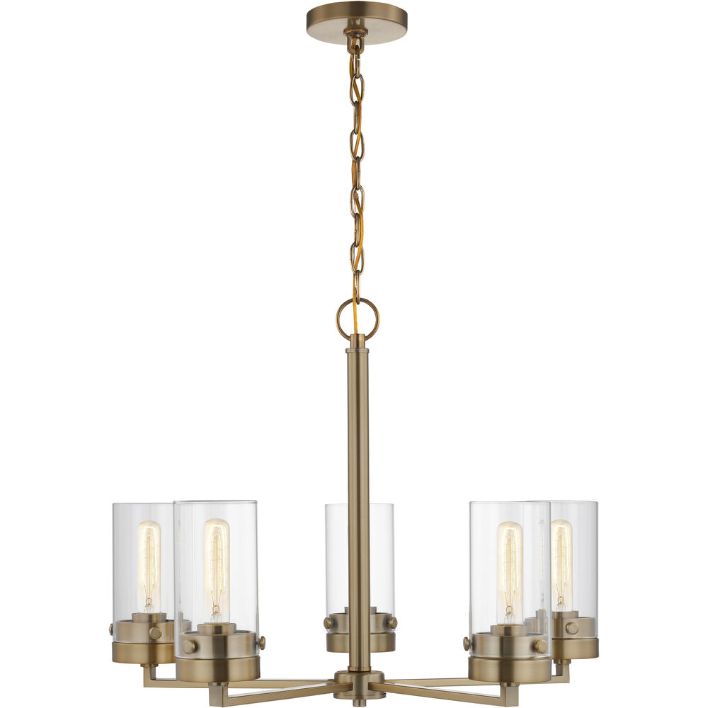 Nuvo Lighting Intersection 5 Light 24 Inch Burnished Brass Chandelier Ceiling Light