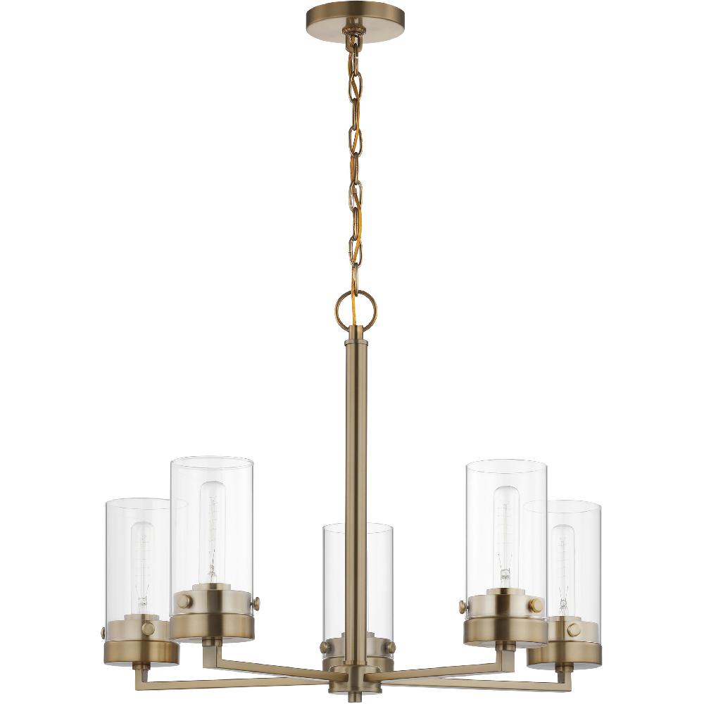 nuvo lighting Intersection 5 Light 24 inch Burnished Brass Chandelier Ceiling Light