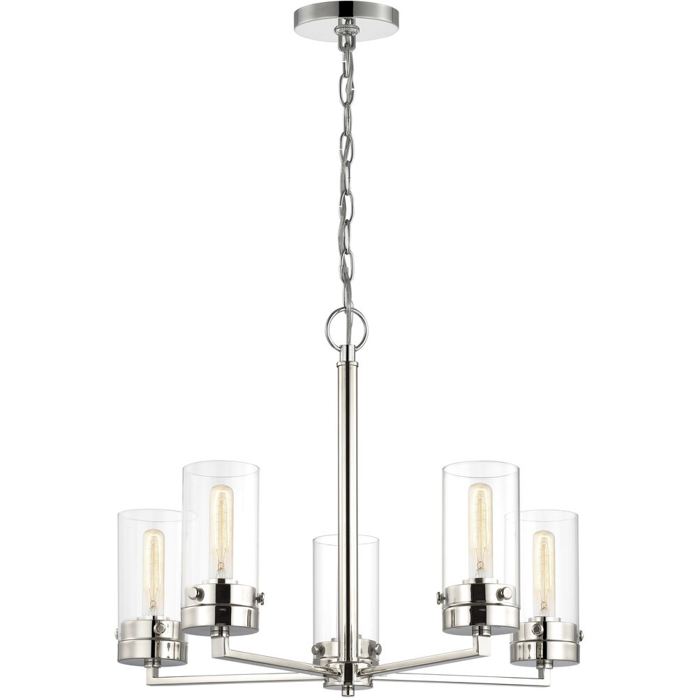 nuvo Lighting Intersection 5 Light 24 Inch Polished Nickel Chandelier Ceiling Light