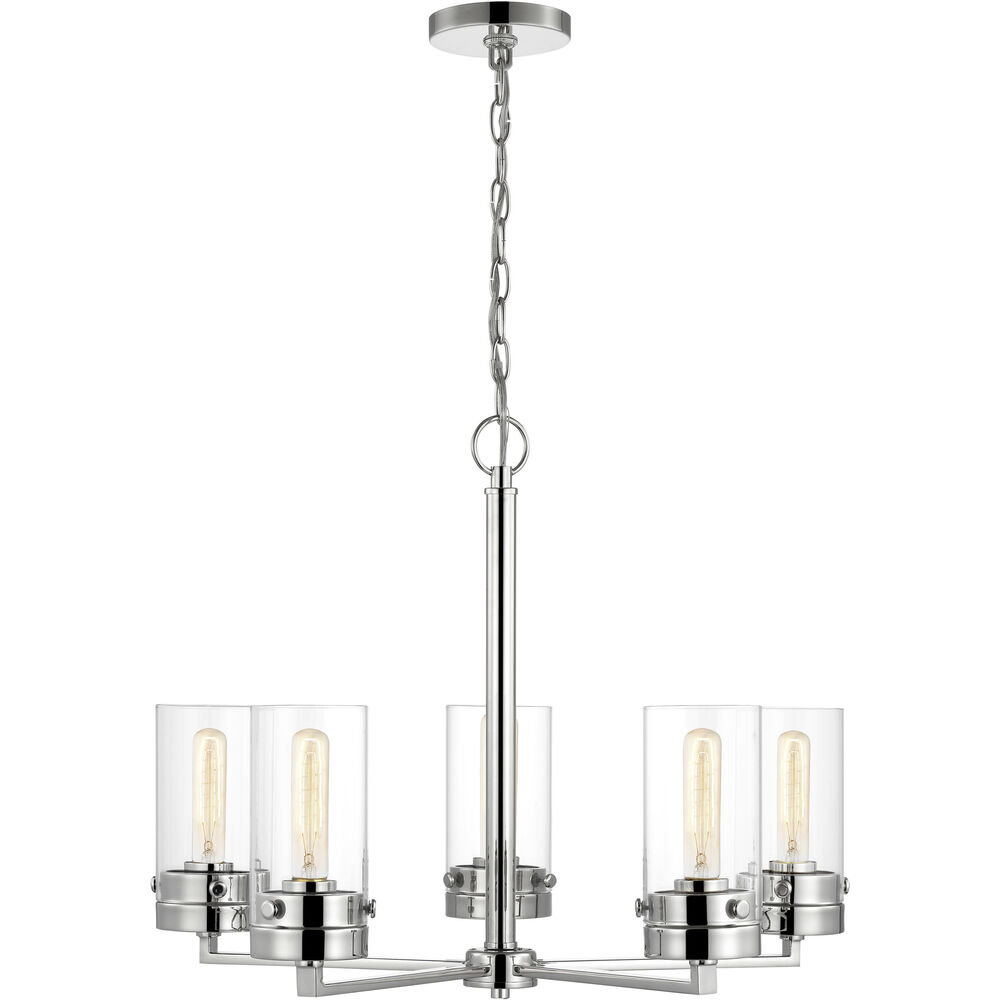 nuvo Lighting Intersection 5 Light 24 Inch Polished Nickel Chandelier Ceiling Light