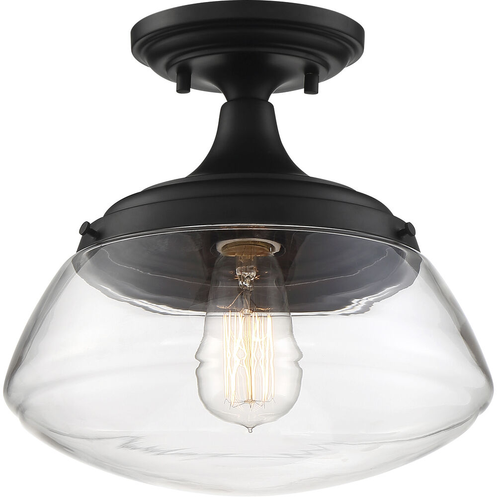 Nuvo Lighting Kew 1 Light 10 Inch Aged Bronze And Clear Semi Flush Mount Ceiling Light