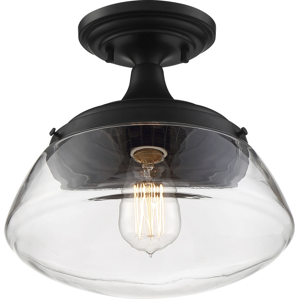 Nuvo Lighting Kew 1 Light 10 Inch Aged Bronze And Clear Semi Flush Mount Ceiling Light