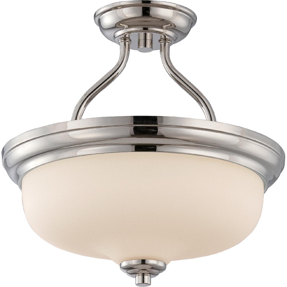 nuvo lighting Kirk LED 13 inch Polished Nickel and Etched Semi Flush Mount Ceiling Light