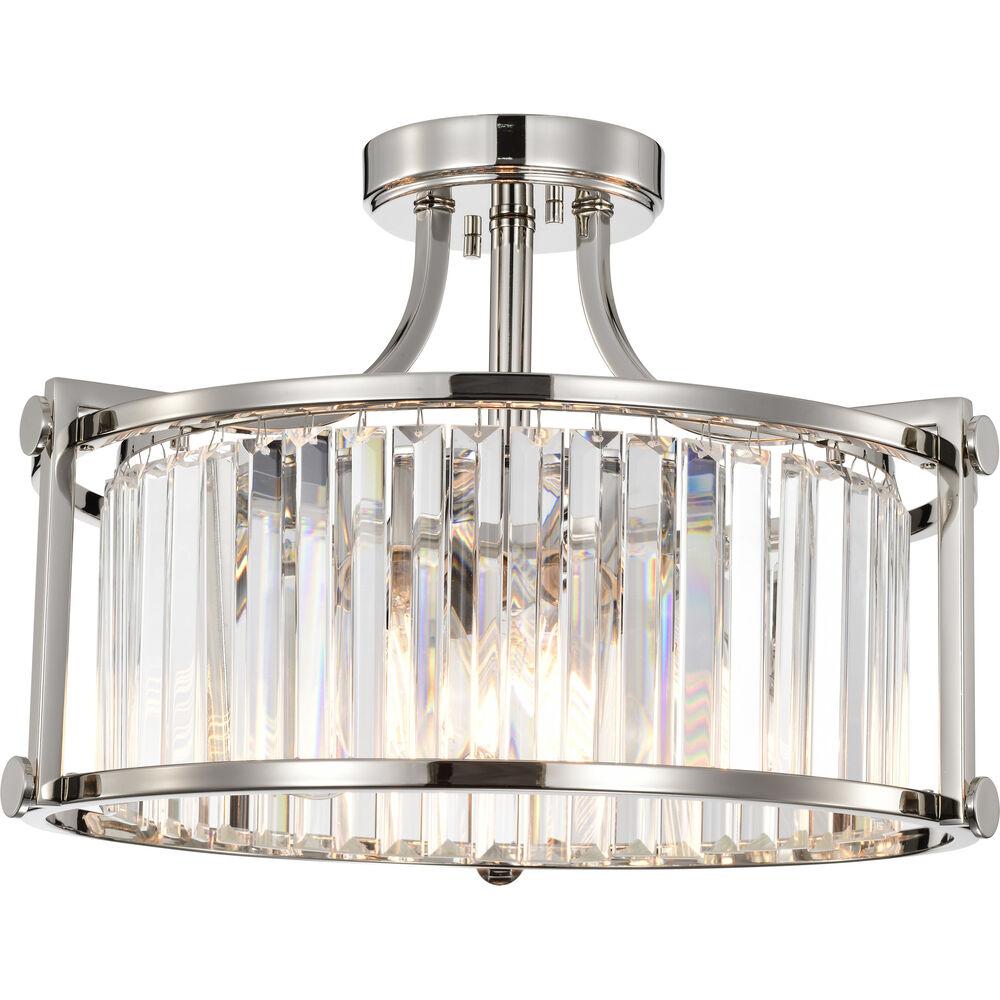 Nuvo Lighting Krys 3 Light 17.75 Inch Polished Nickel Semi Flush Mount Ceiling Light