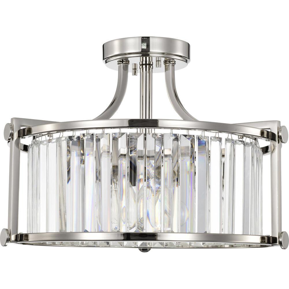 Nuvo Lighting Krys 3 Light 17.75 Inch Polished Nickel Semi Flush Mount Ceiling Light