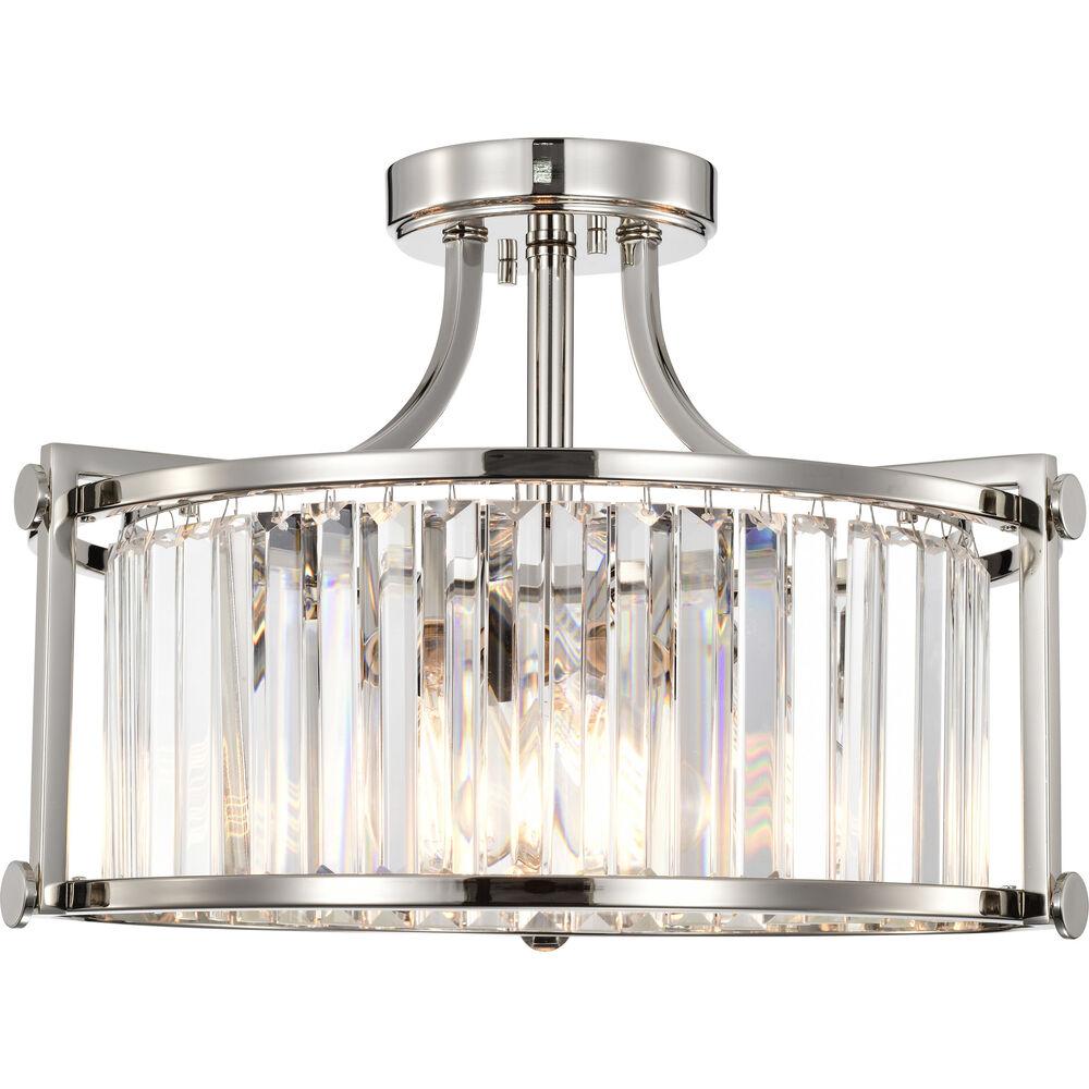 Nuvo Lighting Krys 3 Light 17.75 Inch Polished Nickel Semi Flush Mount Ceiling Light