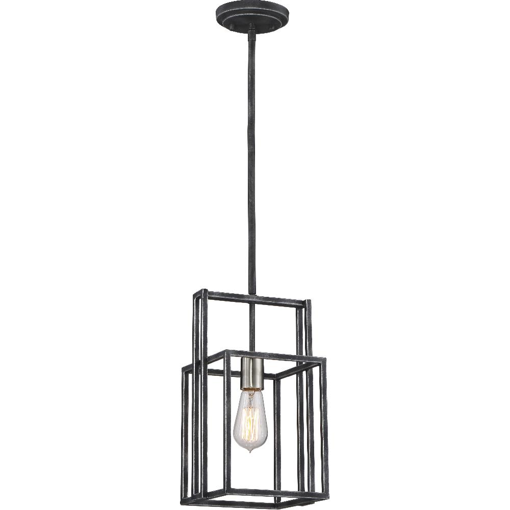 nuvo lighting Lake 1 Light 8 inch Iron Black and Brushed Nickel Accents Mini Pendant Ceiling Light