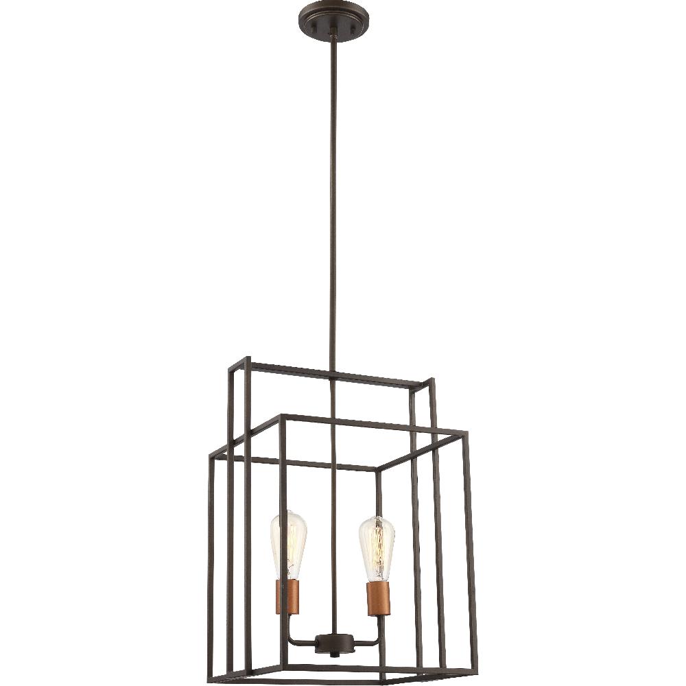nuvo lighting Lake 2 Light 14 inch Bronze and Copper Accents Pendant Ceiling Light Square