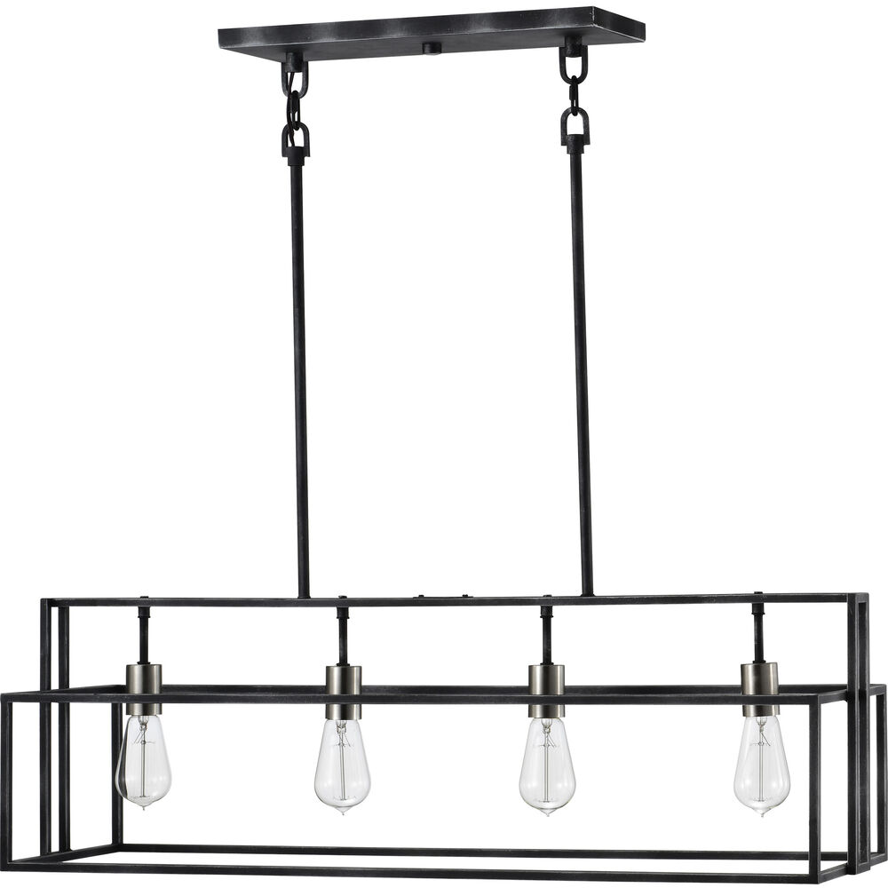 Nuvo Lighting Lake 4 Light 36 Inch Iron Black And Brushed Nickel Accents Island Pendant Ceiling Light