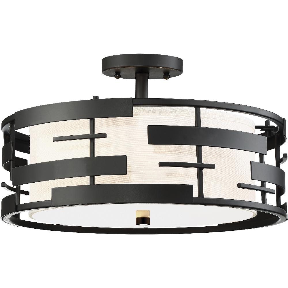 nuvo lighting Lansing 3 Light 16 inch Textured Black Semi Flush Mount Ceiling Light