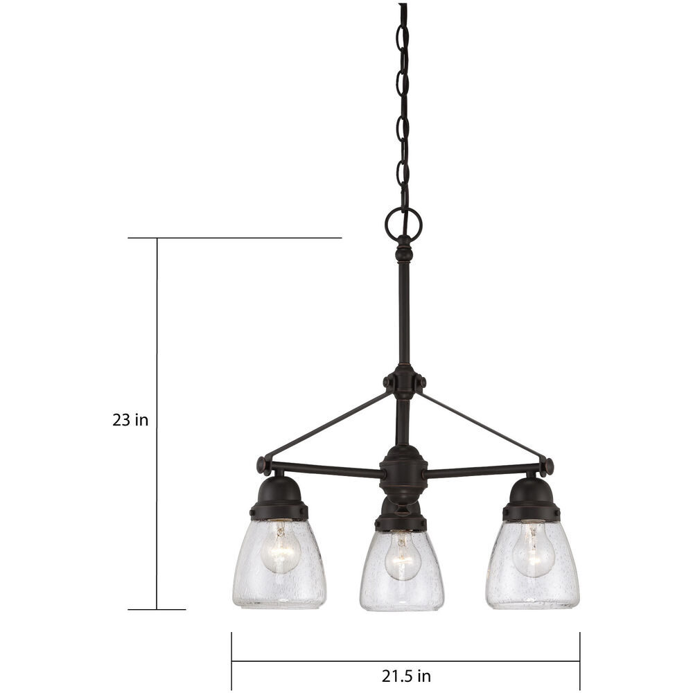 Nuvo Lighting Laurel 3 Light 21.5 Inch Sudbury Bronze Chandelier Ceiling Light