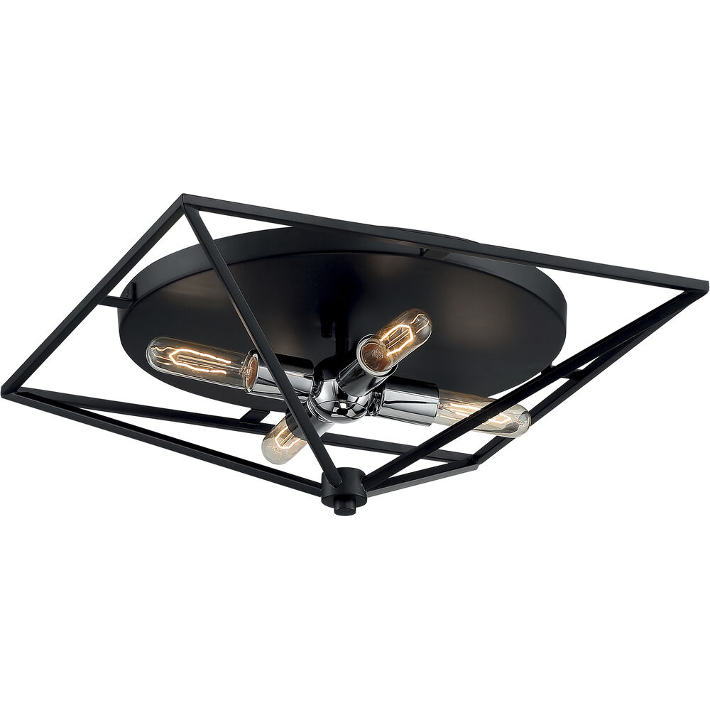 Nuvo Lighting Legend 4 Light 19 Inch Black And Polished Nickel Flush Mount Fixture Ceiling Light