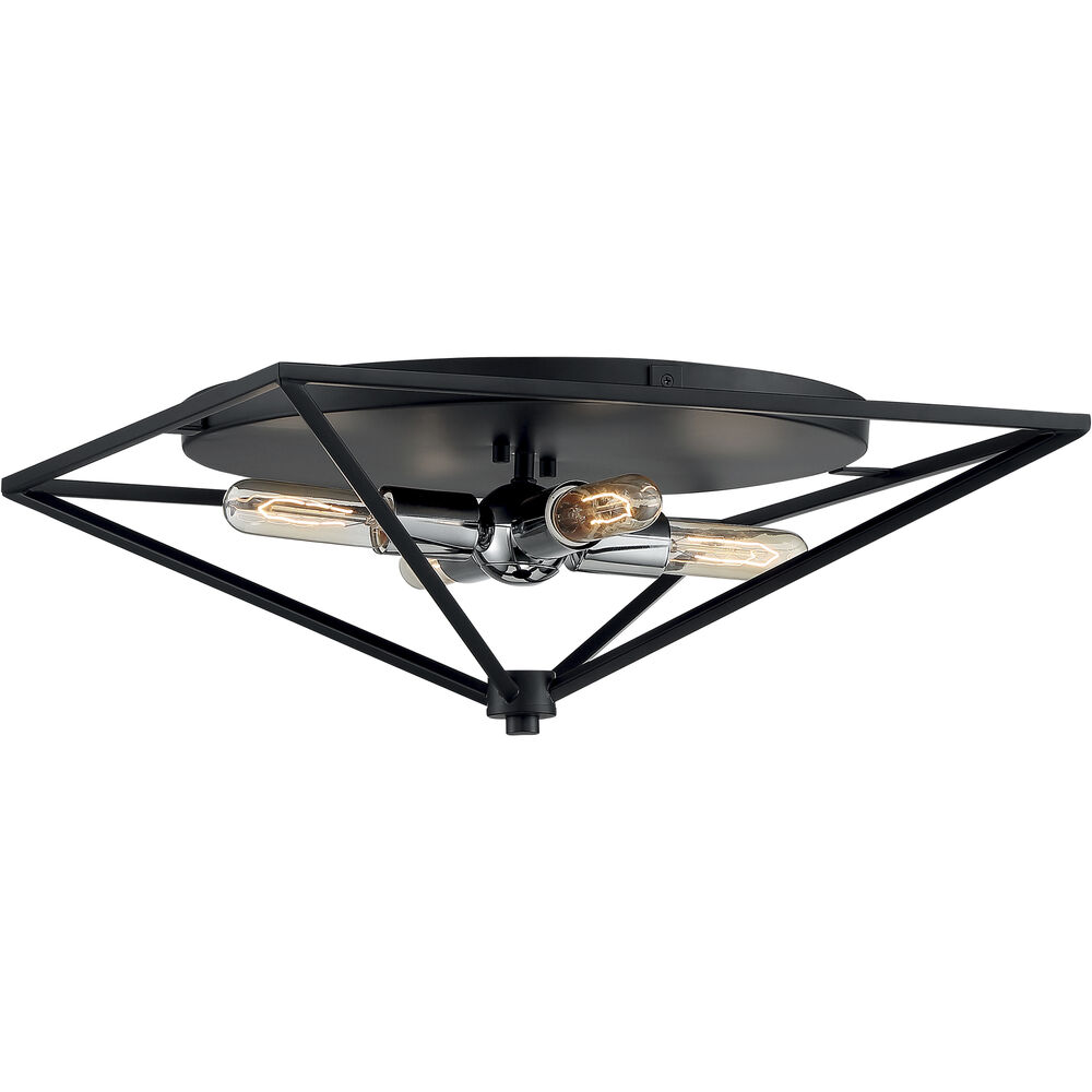 Nuvo Lighting Legend 4 Light 19 Inch Black And Polished Nickel Flush Mount Fixture Ceiling Light