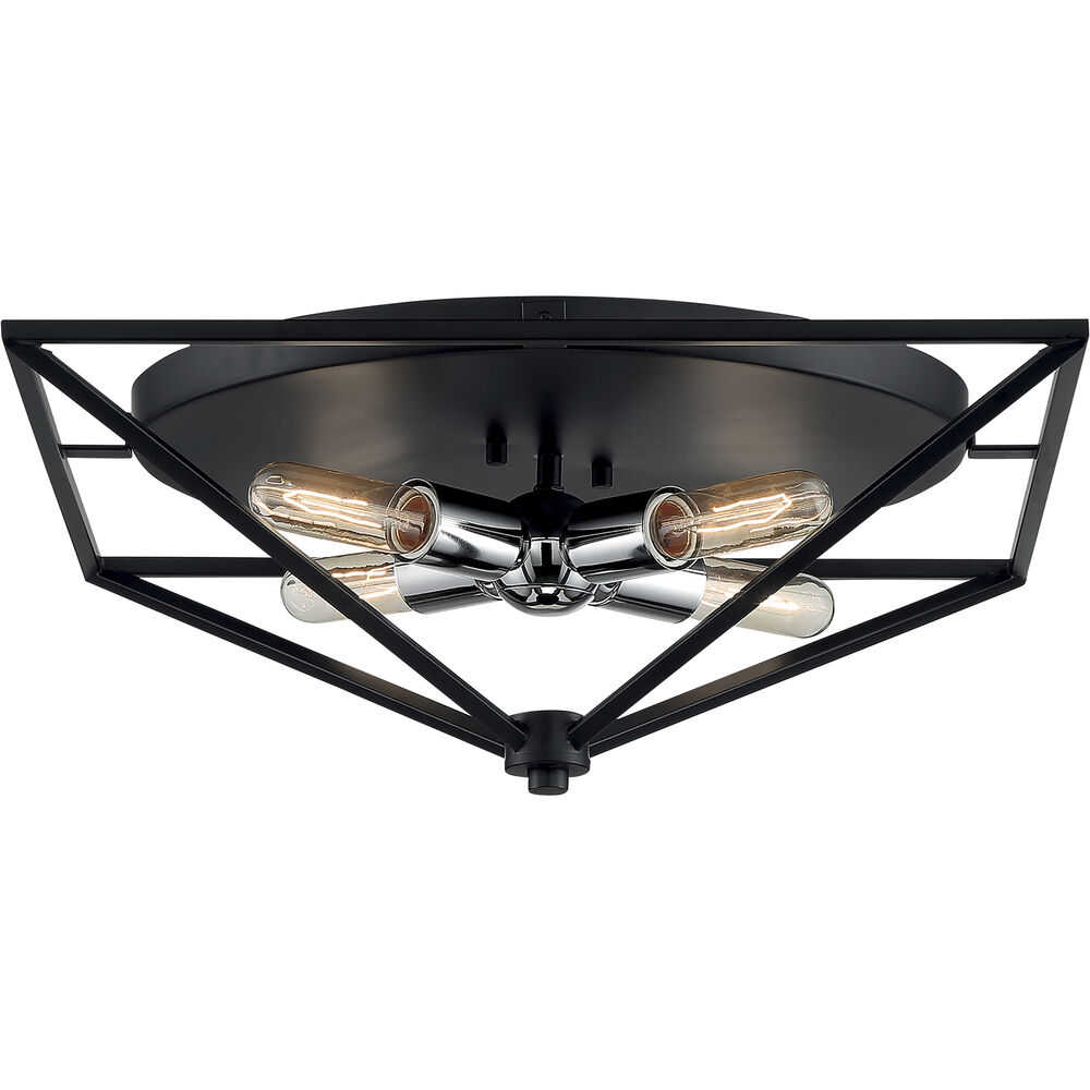 Nuvo Lighting Legend 4 Light 19 Inch Black And Polished Nickel Flush Mount Fixture Ceiling Light