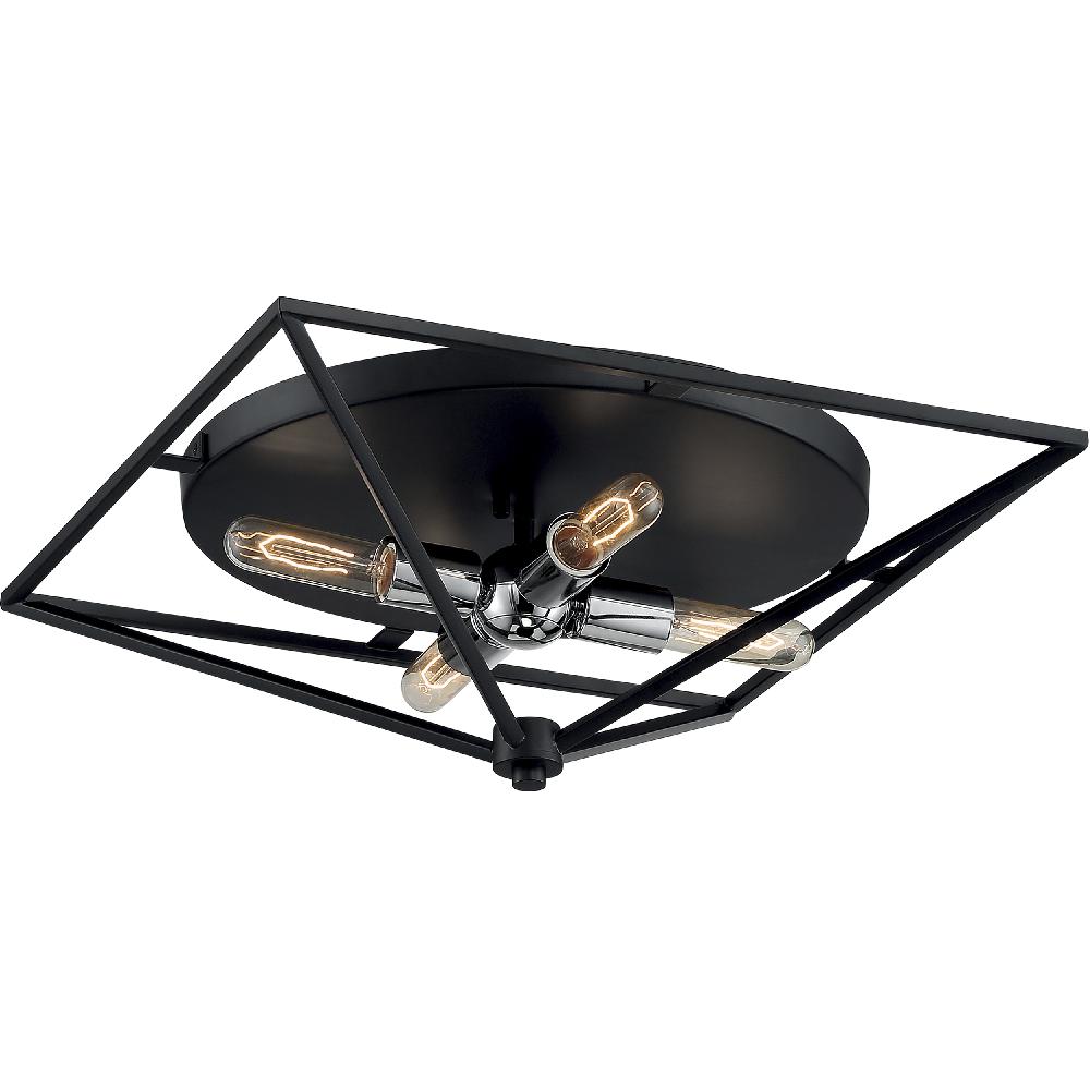 nuvo lighting Legend 4 Light 19 inch Black and Polished Nickel Flush Mount Fixture Ceiling Light