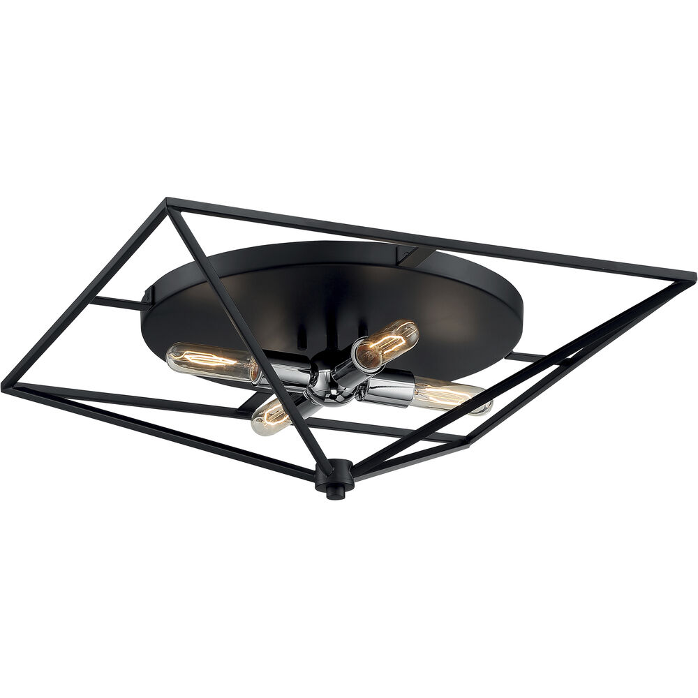 Nuvo Lighting Legend 4 Light 22 Inch Black And Polished Nickel Flush Mount Fixture Ceiling Light
