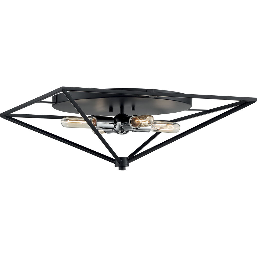 Nuvo Lighting Legend 4 Light 22 Inch Black And Polished Nickel Flush Mount Fixture Ceiling Light