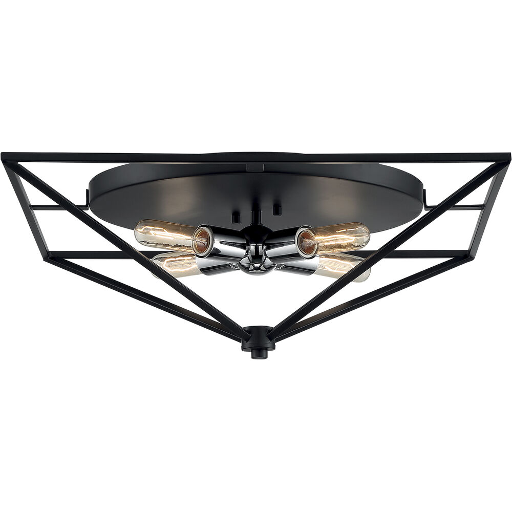 Nuvo Lighting Legend 4 Light 22 Inch Black And Polished Nickel Flush Mount Fixture Ceiling Light