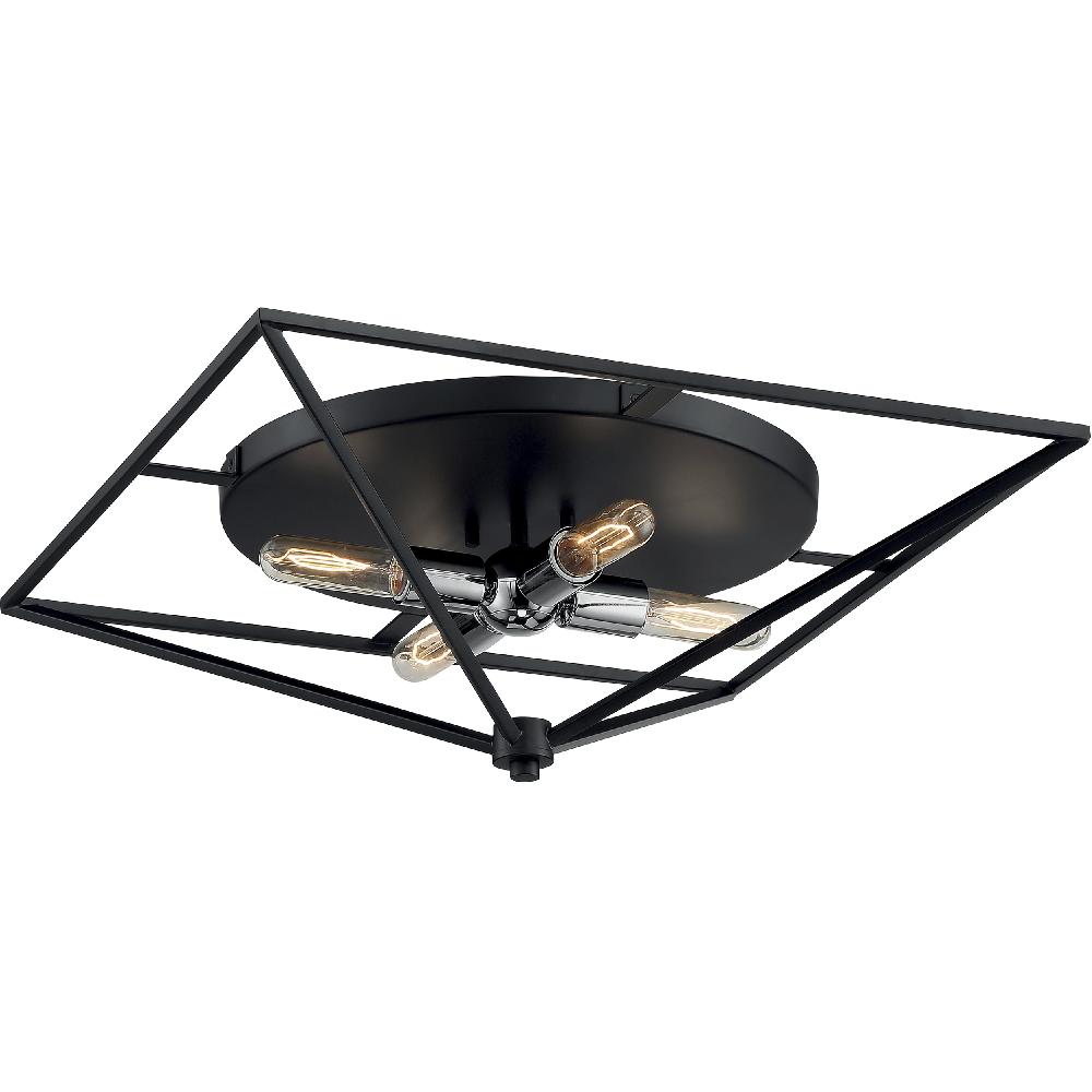 nuvo lighting Legend 4 Light 22 inch Black and Polished Nickel Flush Mount Fixture Ceiling Light