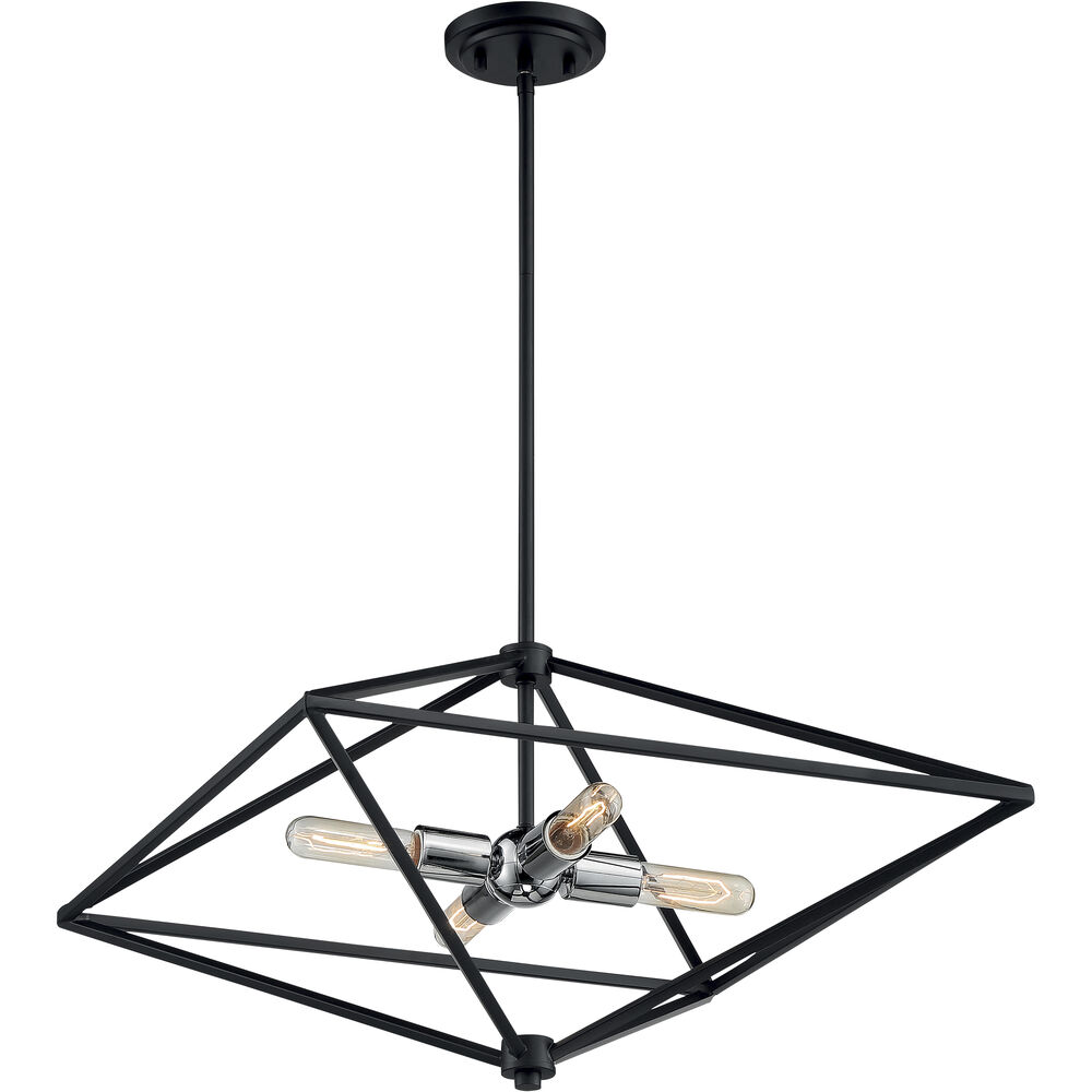 Nuvo Lighting Legend 4 Light 22 Inch Black And Polished Nickel Pendant Ceiling Light