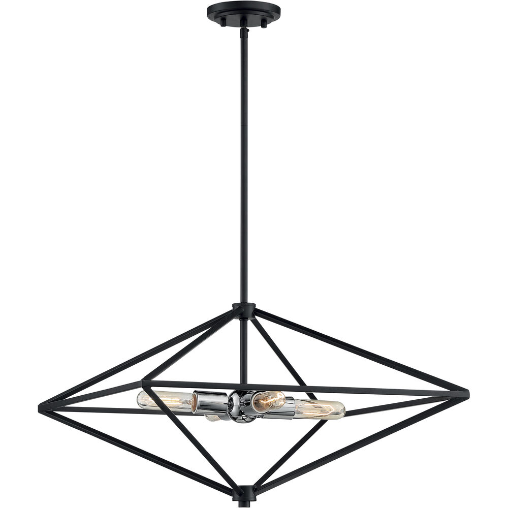 Nuvo Lighting Legend 4 Light 22 Inch Black And Polished Nickel Pendant Ceiling Light