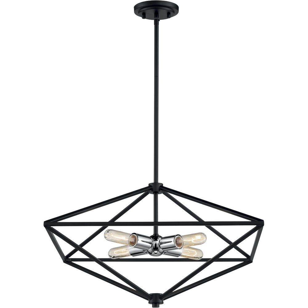 Nuvo Lighting Legend 4 Light 22 Inch Black And Polished Nickel Pendant Ceiling Light