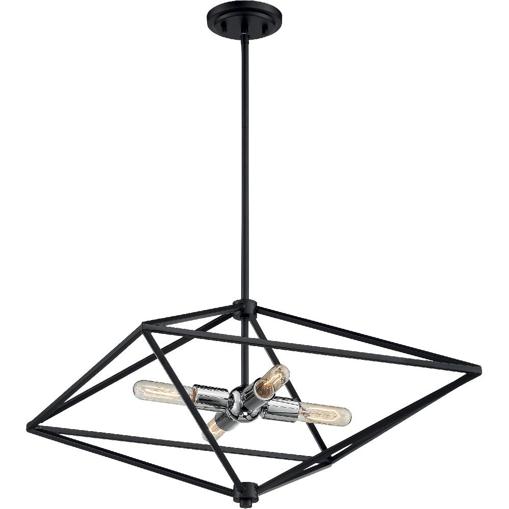 nuvo lighting Legend 4 Light 22 inch Black and Polished Nickel Pendant Ceiling Light