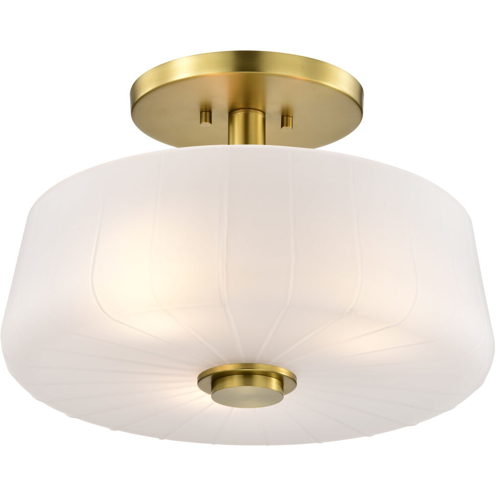 Nuvo Lighting Lune 16 Inch Vintage Brass Semi Flush Mount Ceiling Light