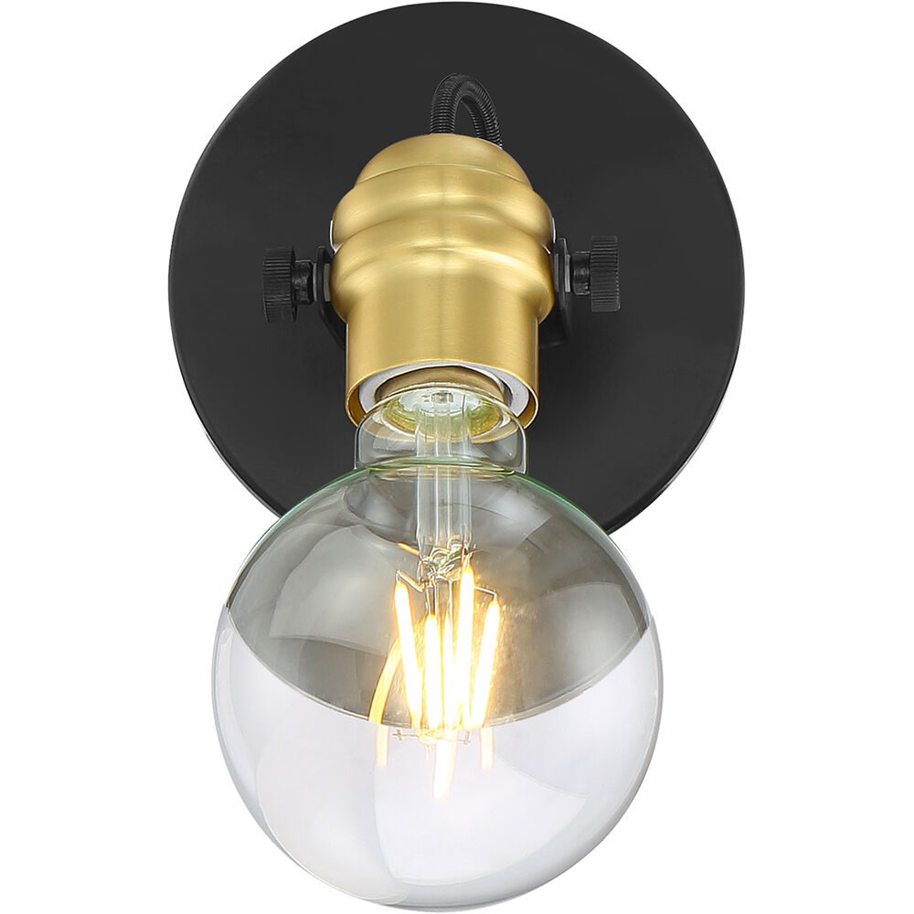 Nuvo Lighting Mantra 1 Light 4.75 Inch Black And Brass Accents Vanity Light Wall Light