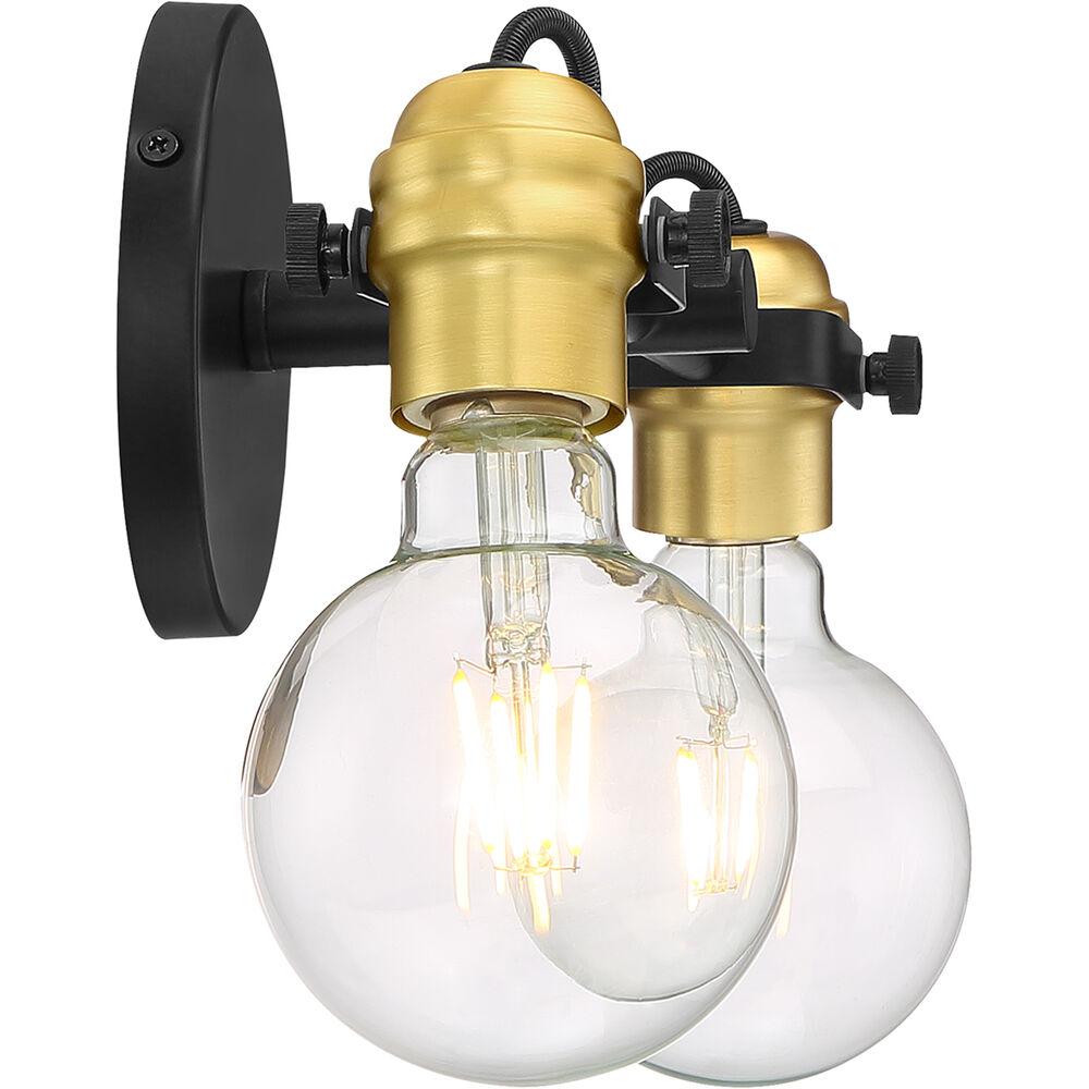 Nuvo Lighting Mantra 2 Light 14.5 Inch Black And Brushed Brass Vanity Light Wall Light